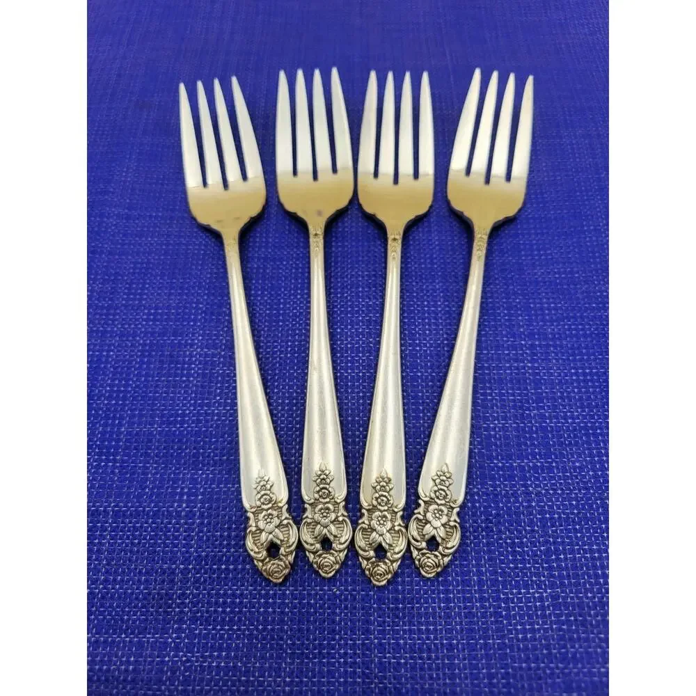 Oneida Prestige Silverplate Set of 4 Salad Fork 1951 Distinction Flatware Vtg